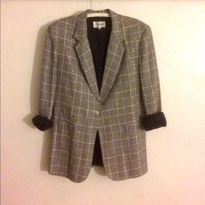 Eighties Vintage Blazer Black White Houndstooth